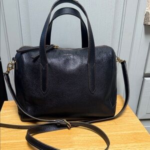 Fossil Midnight Black Satchel
